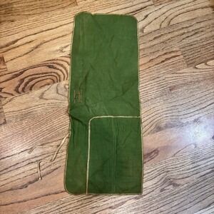 Vintage Anti-Tarnish Bruce Fox Hand Wrought Green  Knife Roll 23x9
